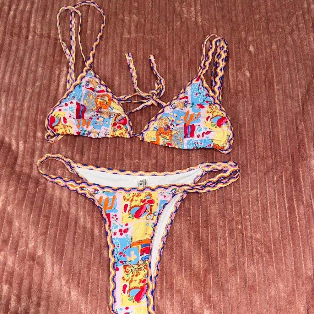 Colorful Bikini Set with Cartoon Print